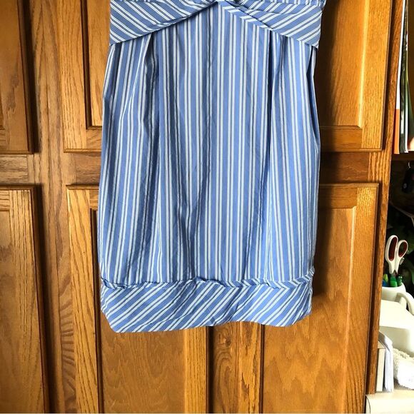 BCBGMAXAZRIA Collared Striped Ruffle Tie Back Sleeveless Shift Dress - 8 - Picture 5 of 14